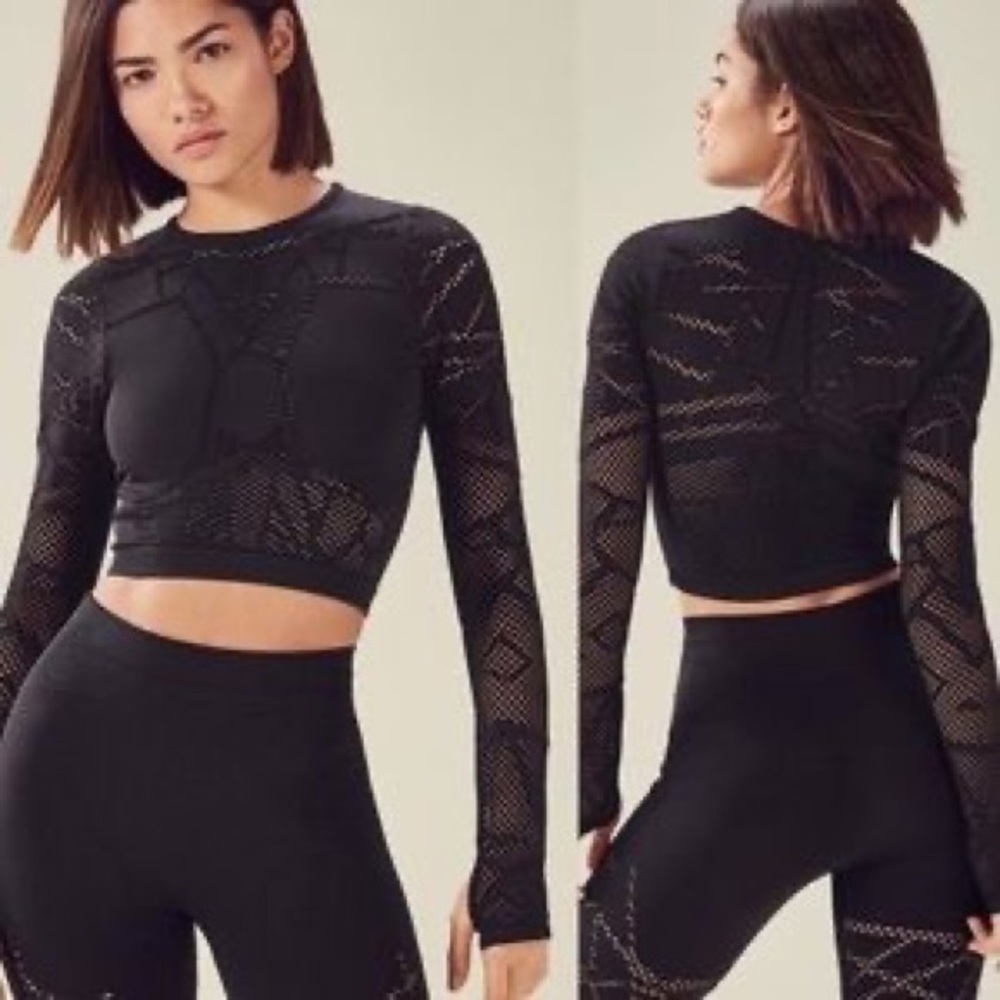 Fabletics Demi Lovato Cropped Athletic Long Sleeve Top